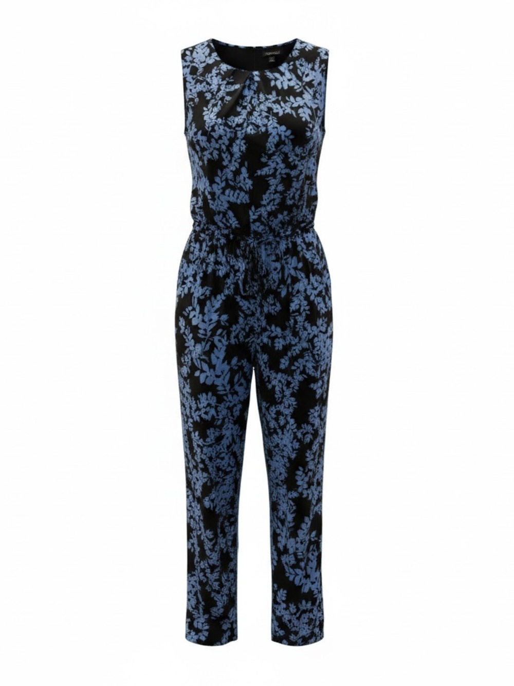 Roz & Ali Black with Blue Floral Print Jumpsuit Size 16W - Picture 5 of 8
